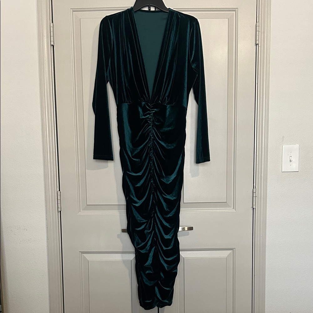Shein Elegant Green Velvet Dress